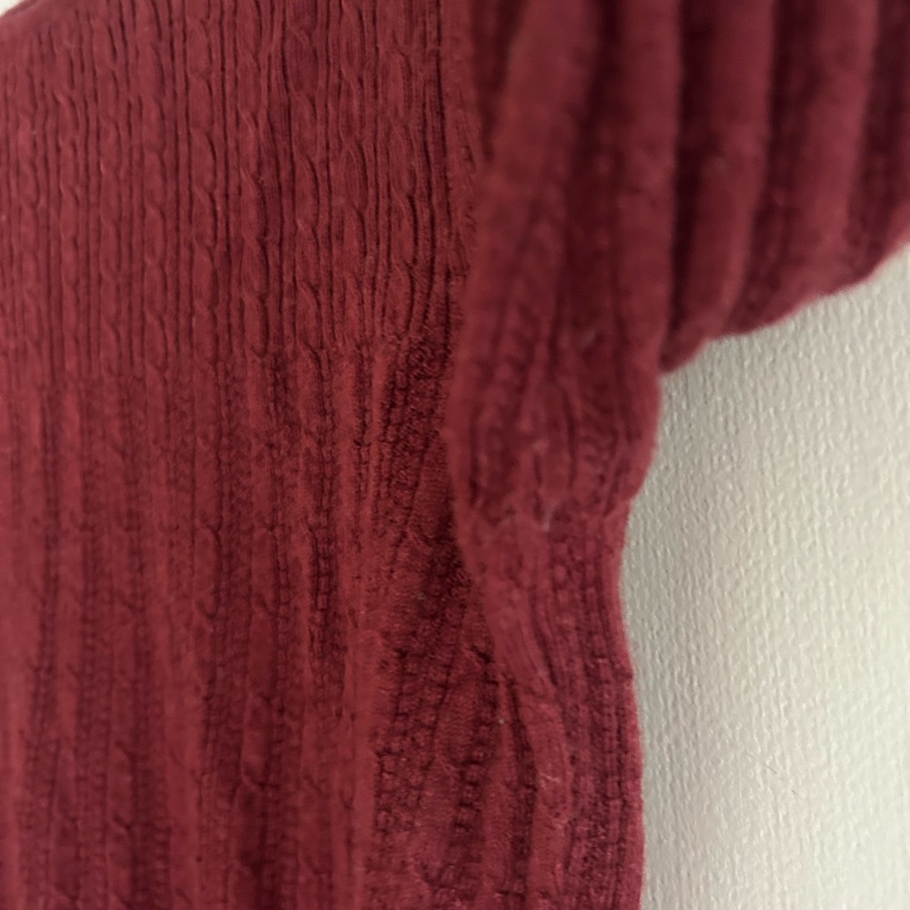 BROOKS BROTHERS Burgundy Cable Knit Merino Wool Sweater Luxury Academia Size M - Picture 7 of 12
